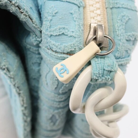 CHANEL Plastic Chain Shoulder Bag Pile Light Blue Silver CC Auth 158681V - Picture 14 of 16